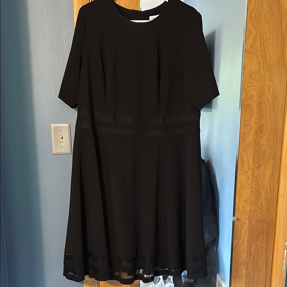 Calvin Klein Black A-Line Midi Dress